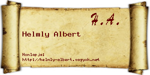 Helmly Albert névjegykártya